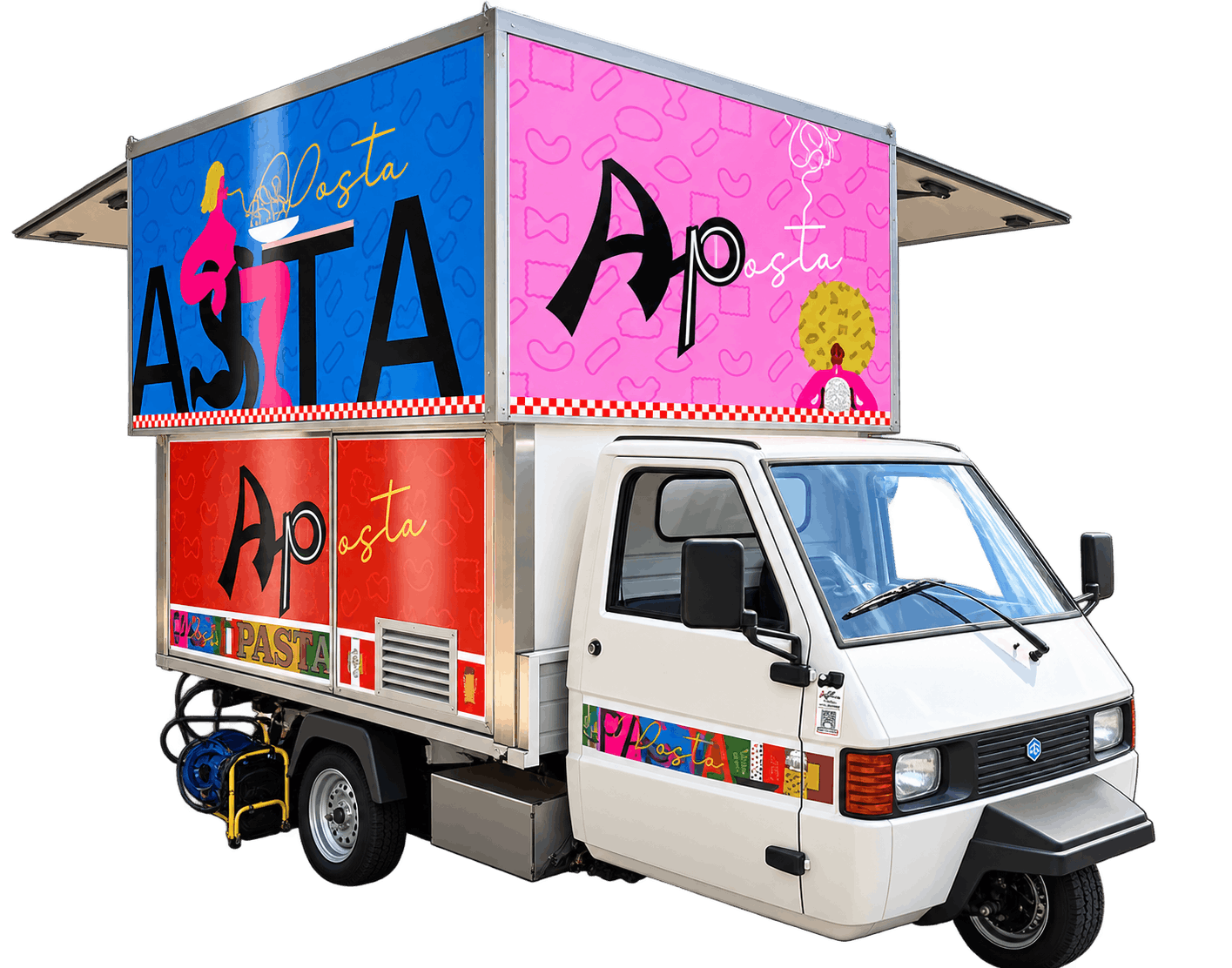 Camion de pâtes italien coloré isolé